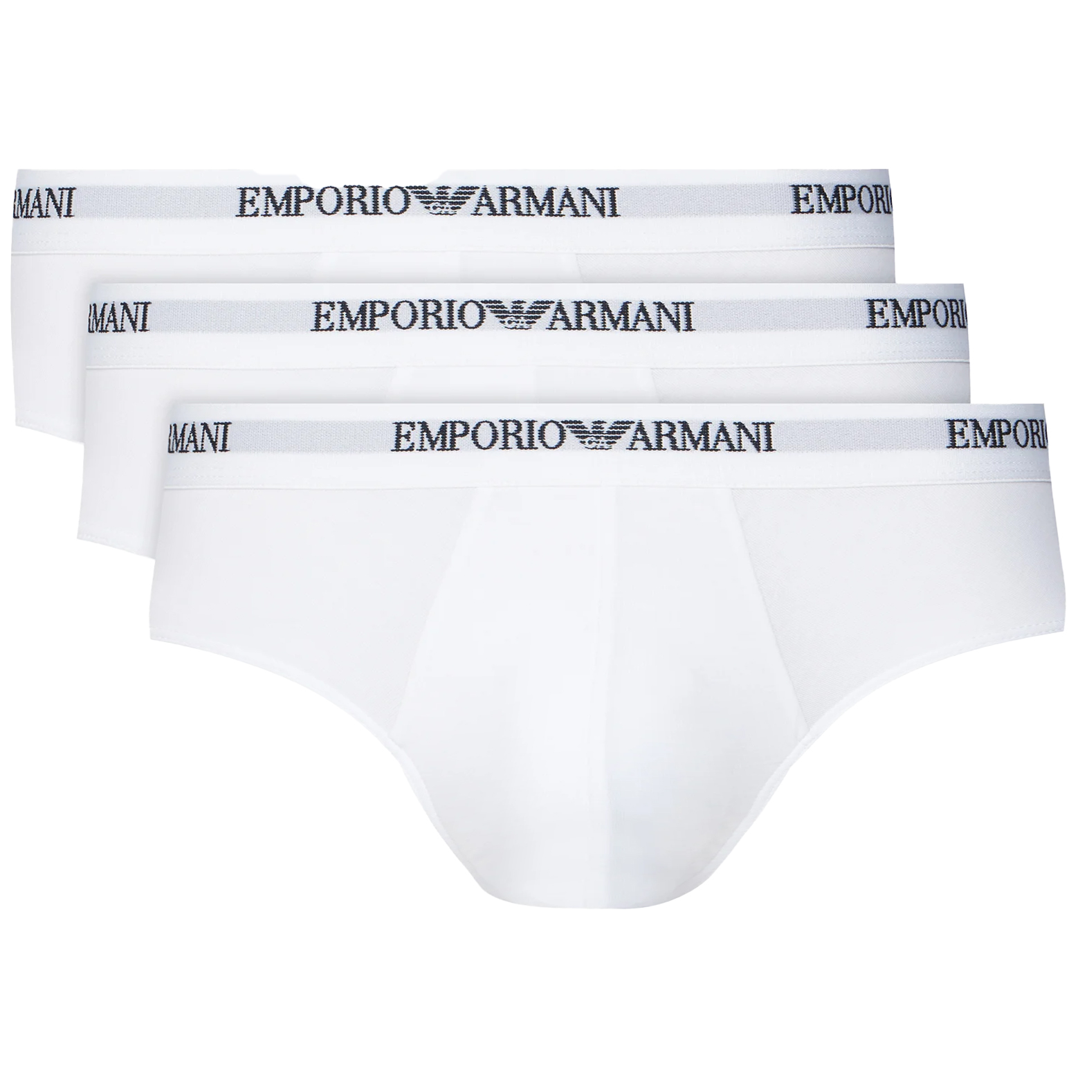 Armani slips met logo band 3 pack wit